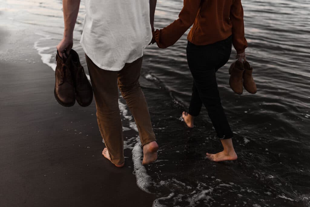 A couple walking on the beach