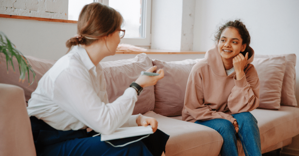 therapy session between a therapist and a child