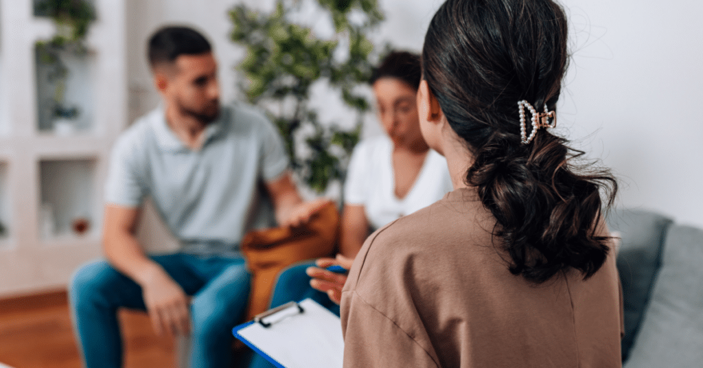Married couple receiving marriage counseling services